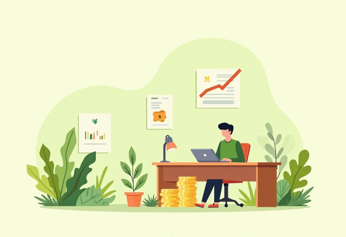 Freelancer pracujący w domowym biurze